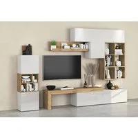 OTTO home Wohnwand Chronos Wohnwand, Medienwand, 8-er set, (Set, 8-St), ca. 320 cm mit Hängeschränke, Würfel, Regal, Lowboard, Made in Italy
