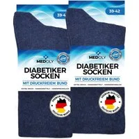 MEDOLY Diabetikersocken mit 97% Baumwolle, ohne Bund (6 Paar) ohne störende Naht