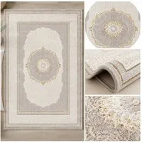 Carpetilla Designteppich Wohnzimmer Teppich Designer Orientisch Teppich Vizon-Cream-Beige, Rechteck, Höhe: 10 mm, Wohnzimmer Schlafzimmer, Robust Modern