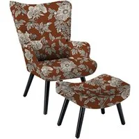 HomeMiYN Ohrensessel Relaxsessel Lehnstühle Patchwork Ohrensessel mit Hocker lesesessel, Chair