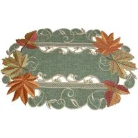 matches21 HOME & HOBBY Tischdecke Tischläufer Herbstlaub Stick bunt 30x45 cm (1-tlg)