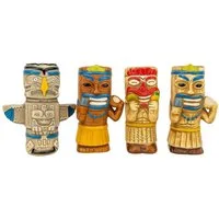 Geschenkestadl Cocktailglas 4 Stück Tiki Cocktail Becher Motiv 430ml-480ml Trinkglas Bar Deko, 4-tlg.