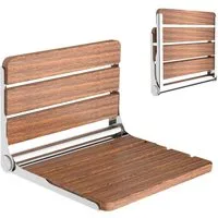 HEUFFE Duschklappsitz zur wandmontage, für Senioren & Kinder, klappbar, rechteckig, belastbar bis 200,00 kg, modern, elegant, aus Sapeli-Holz, Hochglanz