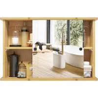 EUGAD Badezimmerspiegelschrank (1-St) mit Ablage, aus Bambus, 55x35,5x14 cm