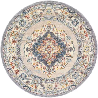 Livabliss Vintage-Teppich, Grau, Textil, Orientalisch, Rund, 160x160 cm, Oeko-Tex® Standard 100, in verschiedenen Größen erhältlich, Teppiche & Böden, Teppiche, Vintage-Teppiche