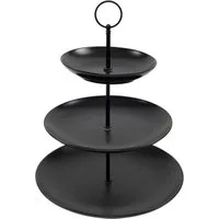Etagere TOWER, Ø 26 x H 36 cm, Schwarz, 3-stöckig, Porzellan