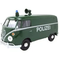 Motormax Modellauto VW T1 Bus Kasten Polizei grün, Maßstab 1:24