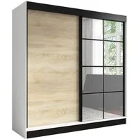 A&J MöbelLand GmbH Schiebetürenschrank TAVIRO 2-türiger Kleiderschrank mit Spiegel (TOP ANGEBOT! Geräumiger Schrank mit einer Breite von 200 cm und Spiegel, ideal zur Aufbewahrung von Kleidung und Accessoires. 3 Schubladen und viel Stauraum. TOP PROD