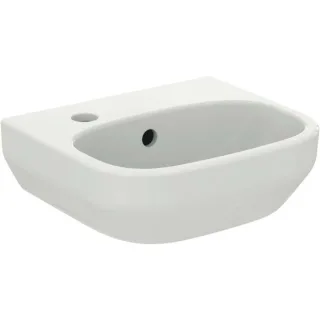 Ideal Standard i.life A Handwaschbecken T4515MA 35x30x15cm, mit Hahnloch und Überlauf, Hahnbank links, weiß Ideal Plus