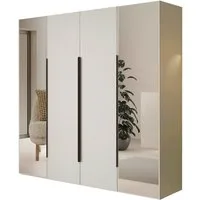 Compleo Kleiderschrank mit 4 Türen, Drehtürenschrank, Garderobenschrank mit Spiegel