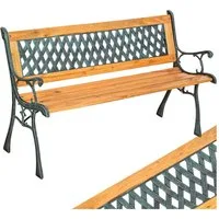 tectake Gartenbank Sitzbank Tamara 2-Sitzer aus Holz und Gusseisen 128x51x73cm, 2-Sitzer