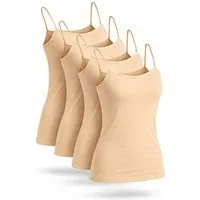 fashionshowcase Tanktop 4er Pack Damen Spaghettiträger Unterhemd Baumwolle Basic Top Stretch (Set, Mehrfachpack) atmungsaktiv, hautfreundich