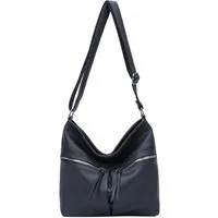ITALYSHOP24 Schultertasche Damen Tasche Shopper Umhängetasche CrossOver Handtasche Reisetasche, Hobo Bag Crossbody City Bag Beuteltasche Freizeit Leder Optik Urlaub