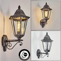 hofstein Außen-Wandleuchte Außenwandlampe aus Metall/Glas in Silberfarben/Schwarz/Klar, Wandleuchte außen im Vintage/Antik/Landhaus-Design, E27, IP44