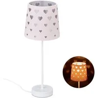 relaxdays Nachttischlampe Kinder mit Herze, Rosa