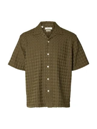 SELECTED MEN - SLHRLXMONTY TEXTURE SS SHIRT Chocolate Chip - Gr. - XL