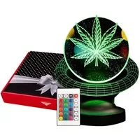 Geschenkelampe LED Nachttischlampe Cannabis Baum 3D Nachtlicht Lustiges Geschenke für Kiffer, Leuchte 7 Farben fest integriert, Geschenkideen für Stoner, Weed Fans