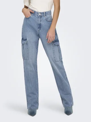 ONLY - ONLRILEY HW STR CARGO DNM PIM875 NOOS light blue denim - Gr. - 29/32