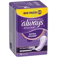 always Inkontinenz-Einlage Discreet + Ultimate Nacht, 8, 20-St., Saugstärke 8 - starke Blasenschwäche