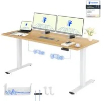 FLEXISPOT Schreibtisch Basic Plus höhenverstellbarer Schreibtisch mit Premium-Zubehör-Set (2 Motore & 2-Fach-Teleskop & 4 Höhenspeichertasten), MIT 19MM Bambus Tischplatte, 140/160/180