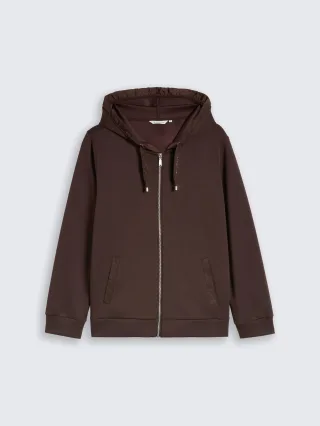 Tom Tailor - Plus Size - Hoodie Sweatjacke aus Scuba java dark brown - Gr. - 50