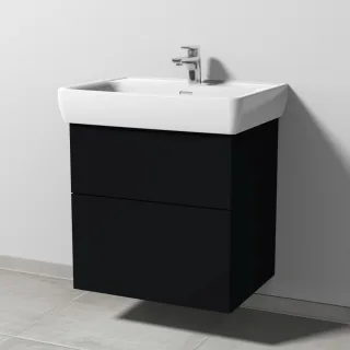 Sanipa 3way Waschtischunterbau zu Laufen Pro A Waschtisch mit 2 Auszügen, Schwarz-Matt SF75708