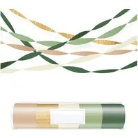 Bomiclss Hängedekoration 5 Rollen Krepppapier-Bänder in Grün, Gold und Khaki (5 St), Boho-Deko für Hochzeit, Geburtstag, Babyparty & Jubiläum
