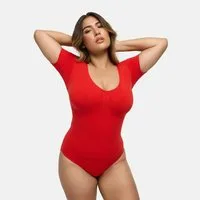 cfab (creamy fabrics) Shaping-Body T-Shirt Bodysuit Sculpting Shapewear mit Slip-Fire Red-XL (1-tlg)