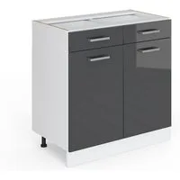 Vicco Unterschrank R-Line, Anthrazit Hochglanz/Weiß, 80 cm ohne Arbeitsplatte (1-St)