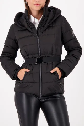 monari - Steppjacke mit Taillengürtel schwarz - Gr. - 40
