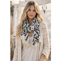 Ella Jonte Modeschal, leichter XL Sommerschal mit Ethno-Muster im Boho Ibiza Style