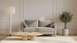 BRUNO Schlafsofa 160cm in Taupe Grau-Beige | Flow | stabiles Massivholz & Boxspringkomfort