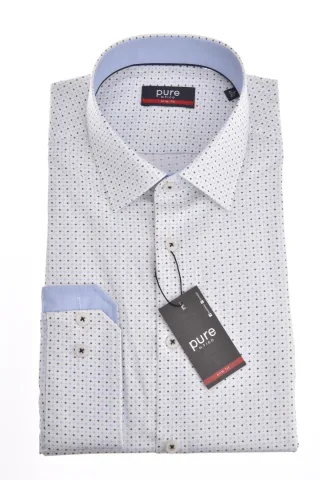 pure - PURE- City Hemd slim fit Langarm blau - Gr. - L