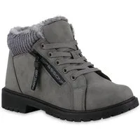 VAN HILL 841489 Stiefelette Damen Warm Gefüttert Worker Boots Stiefelette Bequem Prints