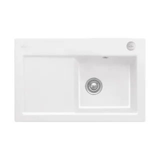 Villeroy und Boch Subway Flächenbündige Spüle 67142FKG Becken rechts, mit Ablaufgarnitur und Exzenterbetätigung, Snow White