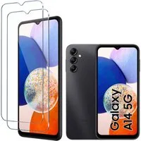 CLM-Tech Displayschutzglas 2x Schutzfolie für Samsung Galaxy A14 5G - Panzerfolie für Samsung Galaxy A14 5G, - Panzerglas Folie - Anti-Fingerabdruck und kratzfest -, 2 Stück, Kristallklar