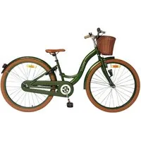 Volare Kinderfahrrad Ashley 24 Zoll für Mädchen in Grün mit Korb, Licht, Schloss, Schulrad, Stadtrad, Lifestyle-Fahrrad, Luftreifen, Reflektoren