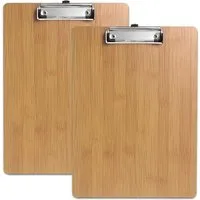 mixed24 Klemmtafel 12 Stück A4 Holz Klemmbrett 2,5 mm Holzfaserplatte Bambus Optik (12-St), Schreibunterlage Schreibbrett Schreibplatte