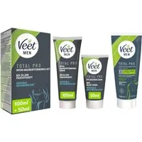 Veet MEN Enthaarungscreme Set mit Creme 100ml & Pflegebalsam 50ml + Creme Power Effect 200ml, Haarentfernungs-Set, 3 St., für den ganzen Körper, inkl. sensiblen Intimbereich