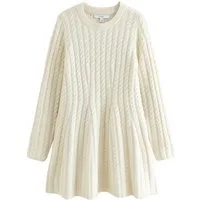 Next Minikleid Skater-Minikleid mit Zopfmuster und Wollanteil (1-tlg)