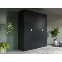 Home affaire Kleiderschrank BELLOT Garderobe, Wäscheschrank mit 4 Einlegeböden und 2 Kleiderstange mit 4 Drehtüren und goldenen Griffen, Maße B/T/H: 180/59/209 cm