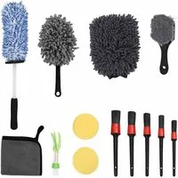 vidaXL Reinigungsbürsten-Set Auto Bürsten Set Mehrfarbig Poly-Rattan, (13-tlg)