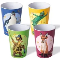 AWAVE® Becher 4tlg.-Set mit Eichstrich, Stapelbar, Mehrweg, Spülmaschinengeeignet, 4-tlg., rPET