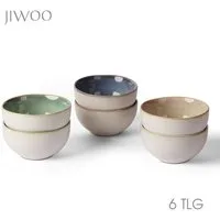 JIWOO Salatschüssel 4er Ø13.5cm, Müslischüssel Suppenschüssel Dessertschale Obstschale, Keramik, (Schüsselset, 6-tlg), Hochwertiges Schüsseln Bunt Mikrowellen und spülmaschinenfest Ø13,5cm