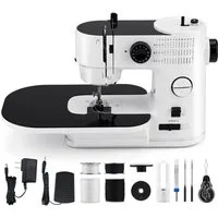 CkeyiN Pro Nähmaschine mit Erweiterungsplattform,Kleine Haushaltsnähmaschine, Jeans Nähen,Doppelnadel, 2 Geschwindigkeit,für Anfänger