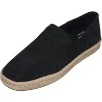 TOMS SANTIAGO Espadrille Black Diamond Perforated Suede