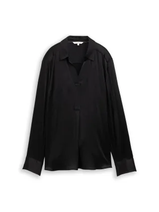 Tom Tailor - Crinkle Satinbluse deep black - Gr. - 44