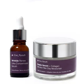 Wrinkle Renew Ultra Concentrated Serum 15ml & Snake Venom + Collagen Wrinkle Filler Day Moisturiser 50ml