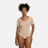 cfab (creamy fabrics) Shaping-Body T-Shirt Bodysuit Sculpting Shapewear mit String-Beige-M (1-tlg)