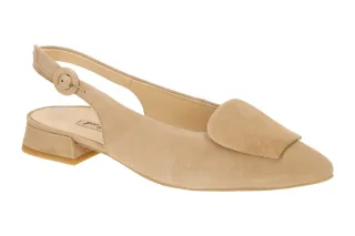 Paul Green PG 6090-02 Beige Dakar Damen Sling Pumps Echtleder Gummisohle Bloc...